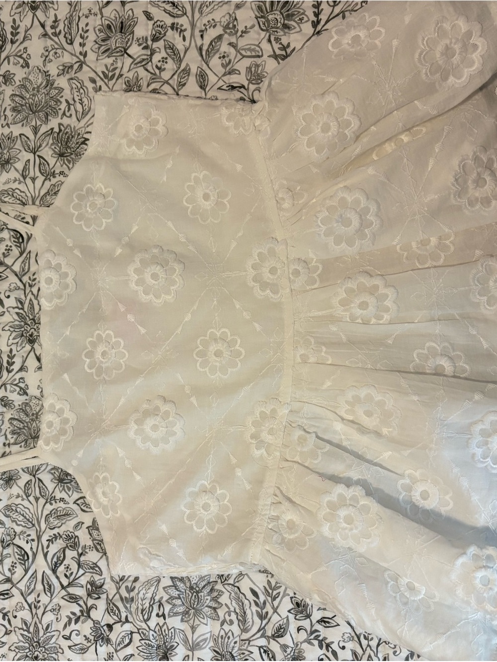 White Floral Eyelet A-Line Women's blouse